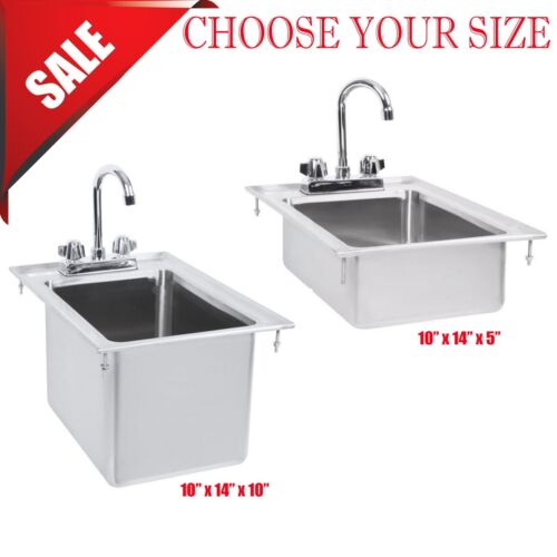 CHOOSE YOUR SIZE Stainless Steel Drop In Sink Commercial Hand Wash Bar W/ FAUCET