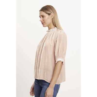 VELVET By Graham & Spencer Val Silk Velvet Top Camellia S $218 F3