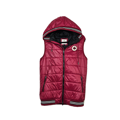 GGS LTD Vintage Collection Men s M Red Hooded Puff Vest Full Zip