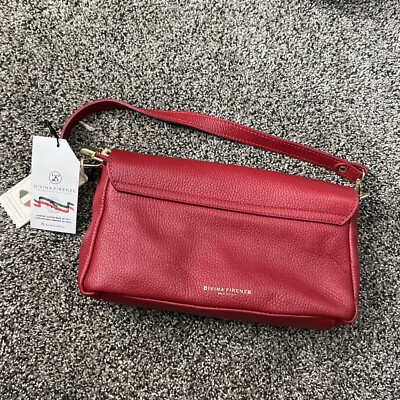 Divina Firenze Italy pebble leather purse bag handmade Italian dark red NWT New