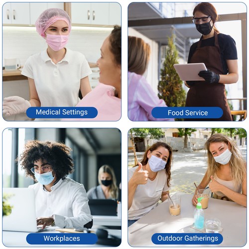 JMU Disposable Face Masks Medical Surgical Dental 3-Ply Earloop ASTM Level 1