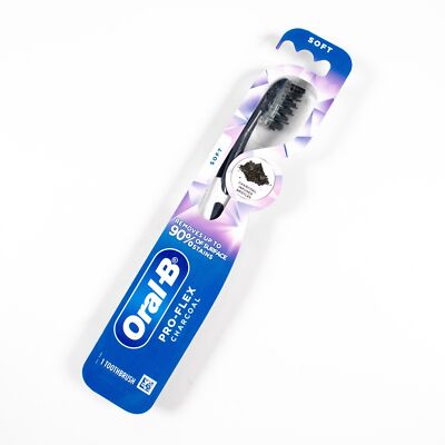 New Sealed Oral B Pro Flex Charcoal Toothbrush Soft Charcoal Infused Bristles