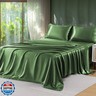 Sasttie Satin Sheets Queen Size - 4 Pieces Luxury Soft Green Silky Bed Sheets Set with Pillowcases - Smooth Silk-Like Satin Fabric, Reinforced 14 Inches Pocket, Oeko-Tex Certified