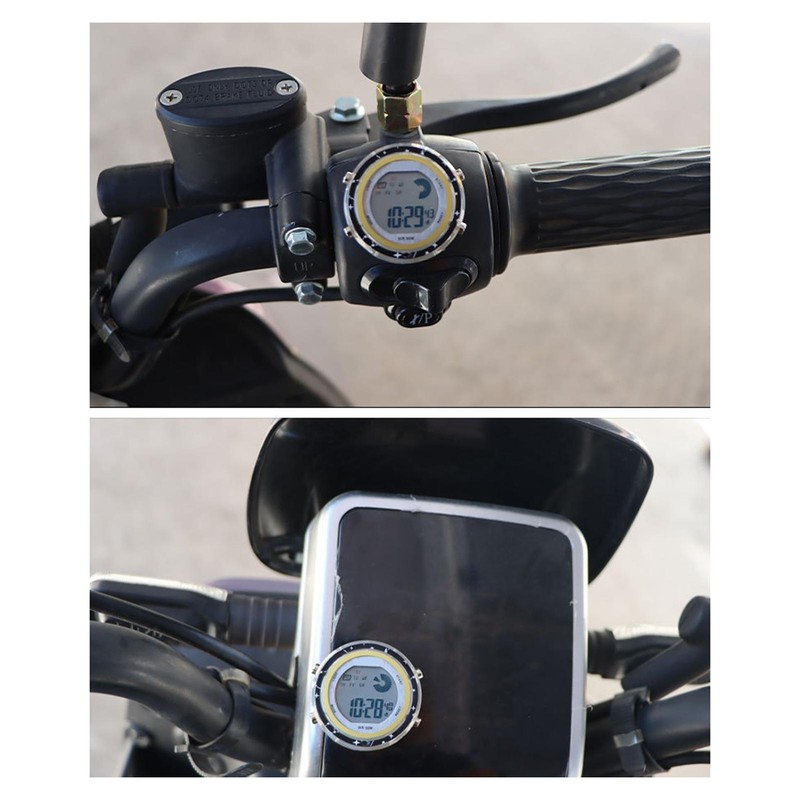 Motorcycle Digital Clock Waterproof Stick-On Motorbike Mount Watch