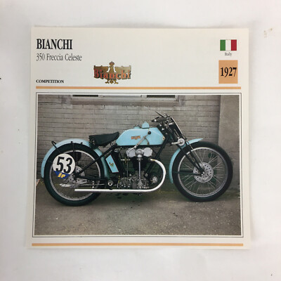Bianchi 350 Freccia Celeste - 1927 Spec Sheet Info Card の