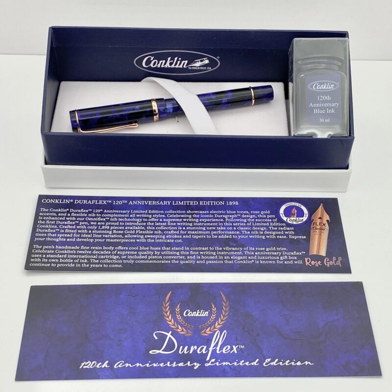 Conklin Duraflex Fountain Pen 120th Anniv. Ltd. Ed. Rose Gold Omniflex Nib - NOS