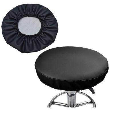 alblinsy hefei 2PCS Round Faux Leather Bar Stool Cover Waterproof Seat Black