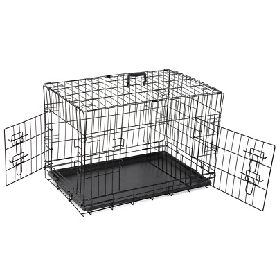 30''36''42'' Dog Crate Folding Metal Wire Dog Kennel Cage w/Tray Black