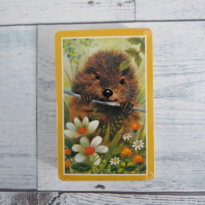Vintage Merrigold Press Beaver and Flowers Sealed Deck of Playing Cards