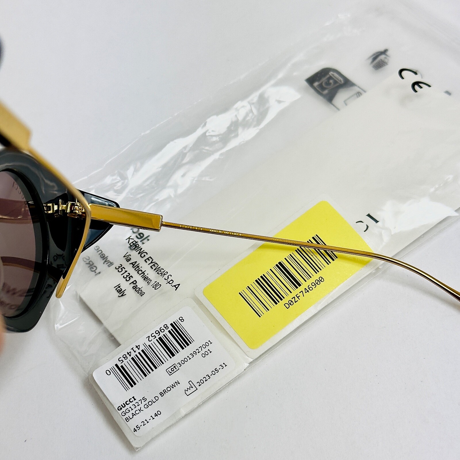 Pre-owned Gucci Hollywood Forever 1327 Black Strass Crystal Gg1327s Wing Sunglasses 001 In Brown