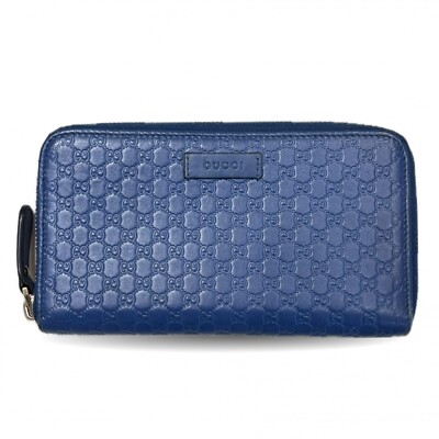 Gucci Zip Around Blue Purse Shima 449891 AB Rank Used | eBay