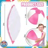 Whaline 3Pcs Inflatable Beach Ball 24 Inch Round Pool PVC Balls Cute Game Toys for Summer Hawaiian Tropical Theme Beach Party Decorations Water Sand Game Accessory (Pink and White)