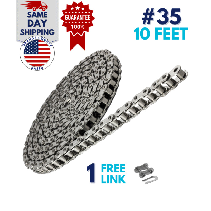 #35 Ss Stainless Steel Roller Chain 10 Feet With 1 Connecting Link