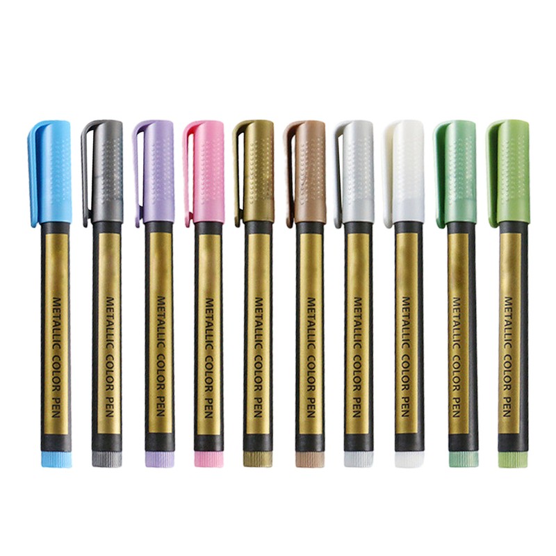 10PCS METALIC PAINT PERMANENT MARKER PAINT PENS SHEEN GLITTER ARTS DIY KIT SET