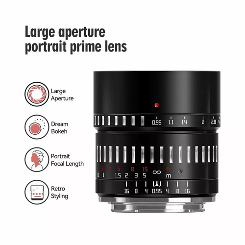 TTArtisan 50mm f/0.95 APS-C Lens for E/X/Z/R/M43/L-Mount Large Aperture Lens