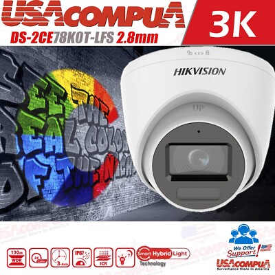 HIKVISION 3K 5MP DS-2CE78K0T-LFS 3K Dual Light Audio Fixed Turret Camera