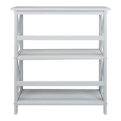 Casual Home Montego 3 Shelf X Design Folding Stackable Wood Bookcase, White