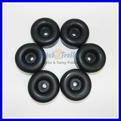 (6) Cargo Trailer Ramp Door Replacement Black Rubber Bumper 2.5" Round 
