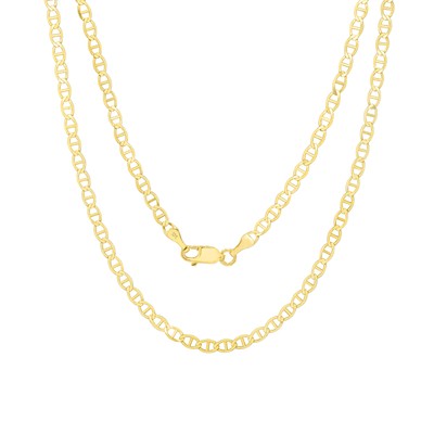Pre-owned Nuragold 10k Yellow Gold Solid Womens 3mm Mariner Anchor Flat Link Chain Necklace 18"