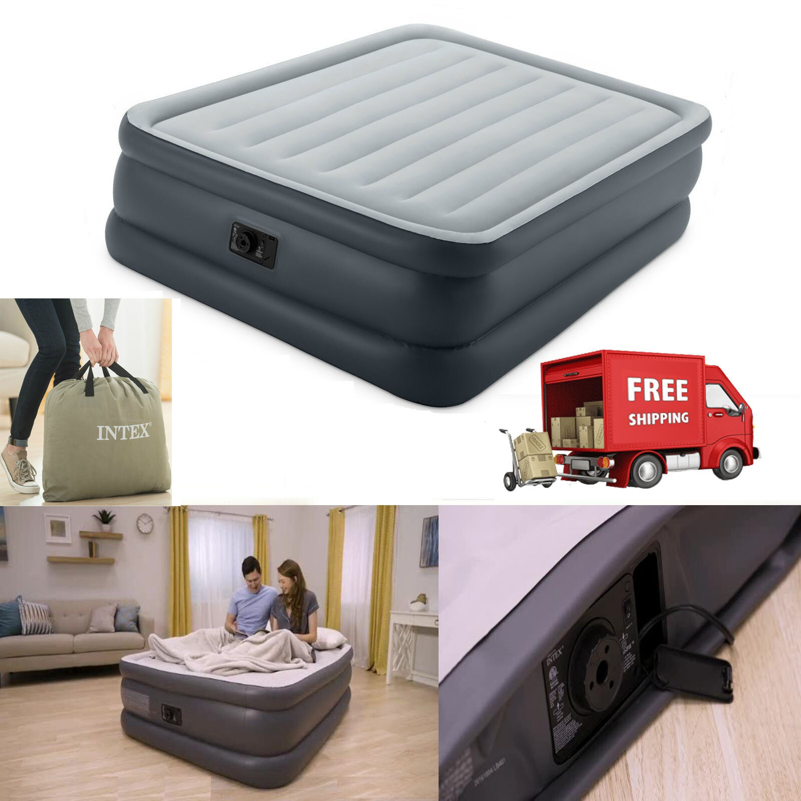 Intex Inflatable Airbed Built In Quick Electric Pump