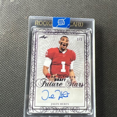 2020 Leaf Ultimate Rookie Autographs - Crystal Purple #MR-JH1 Jalen Hurts /1  