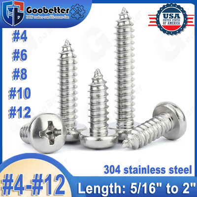 #4 #6 #8 #10 #12 Pan Head Self Tapping Screws Sheet Metal 304 Stainless Steel