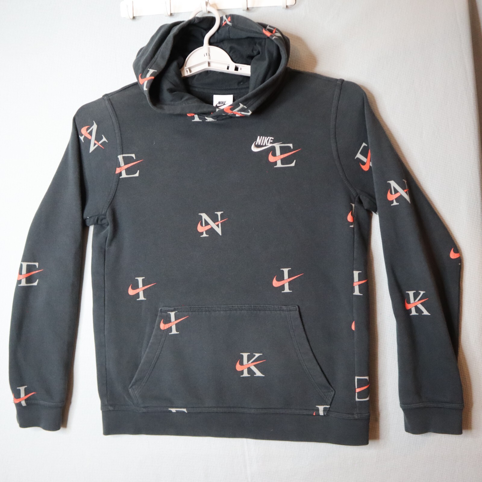 トップス 00s NIKE pullover hoodie black L y2k Y2K Nike Full Zip Up Hoodie Jacket Embroidered Logo Orange