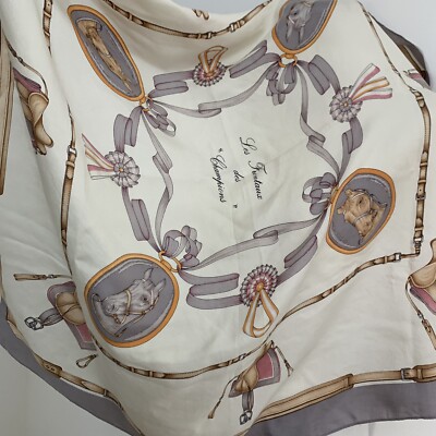 CELINE PARIS CHECK GRAY   SQUARE silk scarf 33/32 in  #A70