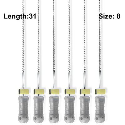 Sky Choice K-Files - 31 mm Length, Size 08 Gray with Rubber Stopper 6/Pkg