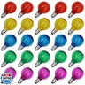 25 Pack G40 Multicolor Clear LED Light Bulbs, G40 Globe Christmas Replacement Bulbs for Outdoor Patio String Lights, 0.6W ShatterProof Energy Saving Light Bulbs, E12/C7 Candelabra Base