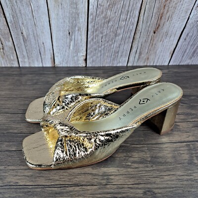 Katy Perry The Tooliped Twisted Heel Sandals Women's Sz 8 Gold (NWOB)