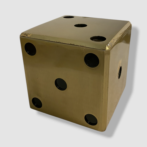 L'Objet Gold Rustic Dice Decorative Storage Box | 4.5" Sq