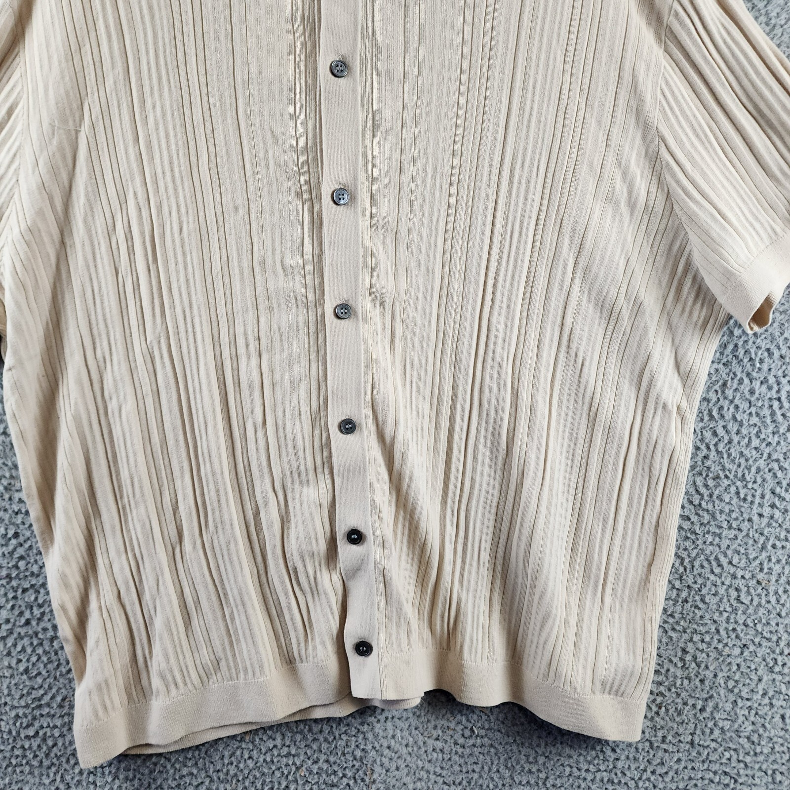 Theory Cairn Tactile Finish Regular Fit Button Up Shirt Men's XXL Sand Solid S/S - Picture 3 of 14