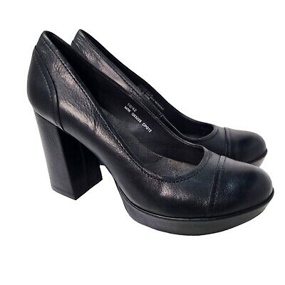 NWOB Korks by Kork-Ease Blaire Black Leather Chunky Heels 4'' Women's Size 10