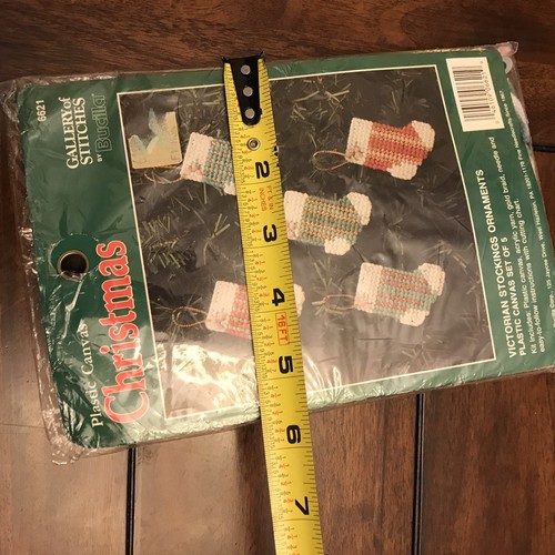 Bucilla Christmas Plastic Canvas Victorian Stockings Ornaments 6621 Vtg 1990 New