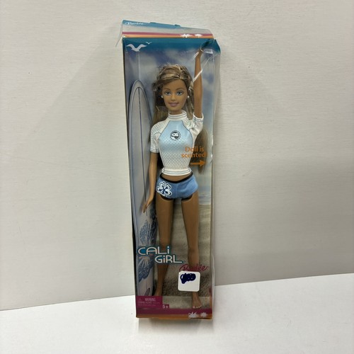 NEW Cali Girl 2004 Barbie Surfer With Surfboard + Scented