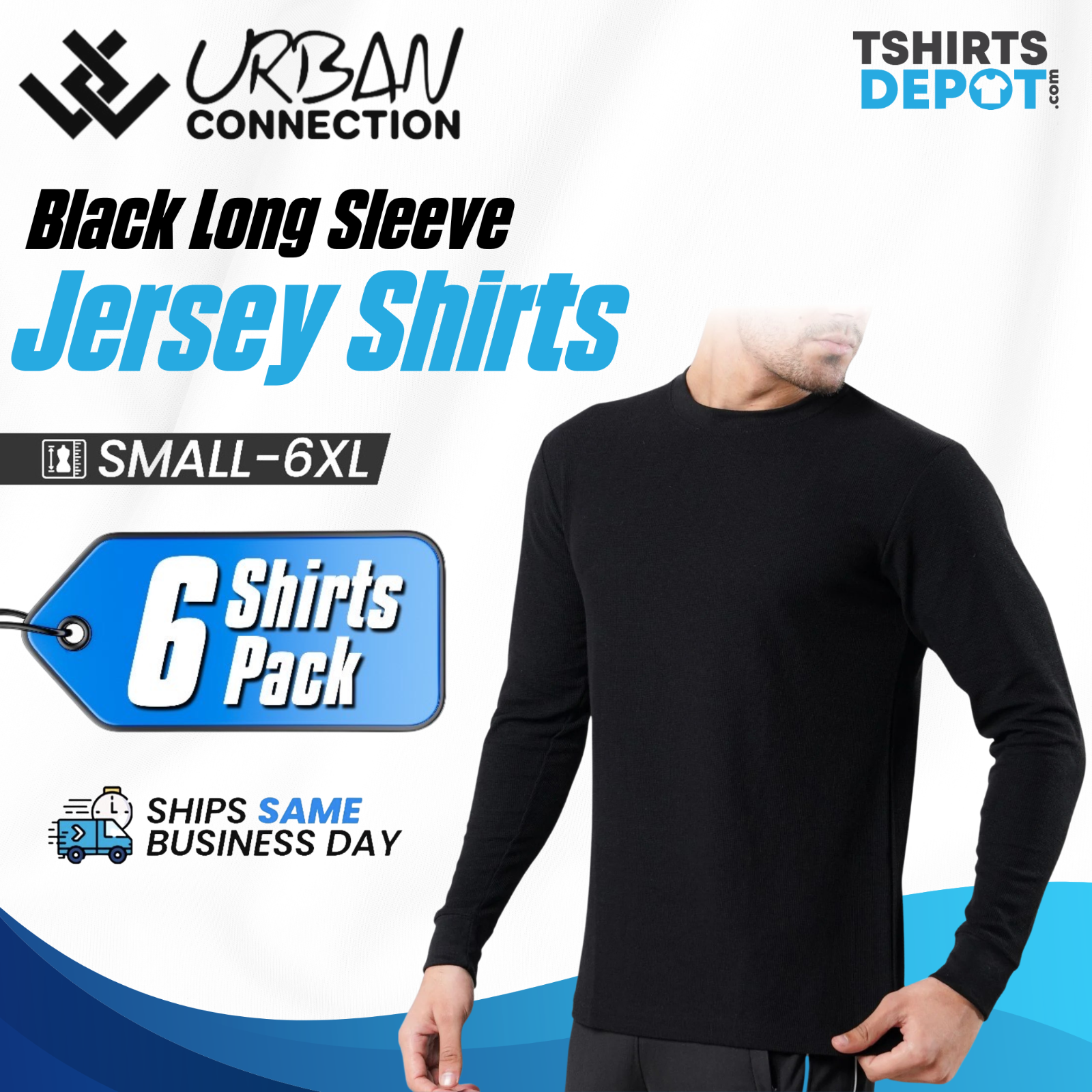 Urban Connection Mens Black Long Sleeve Blank T-Shirt - Pack
