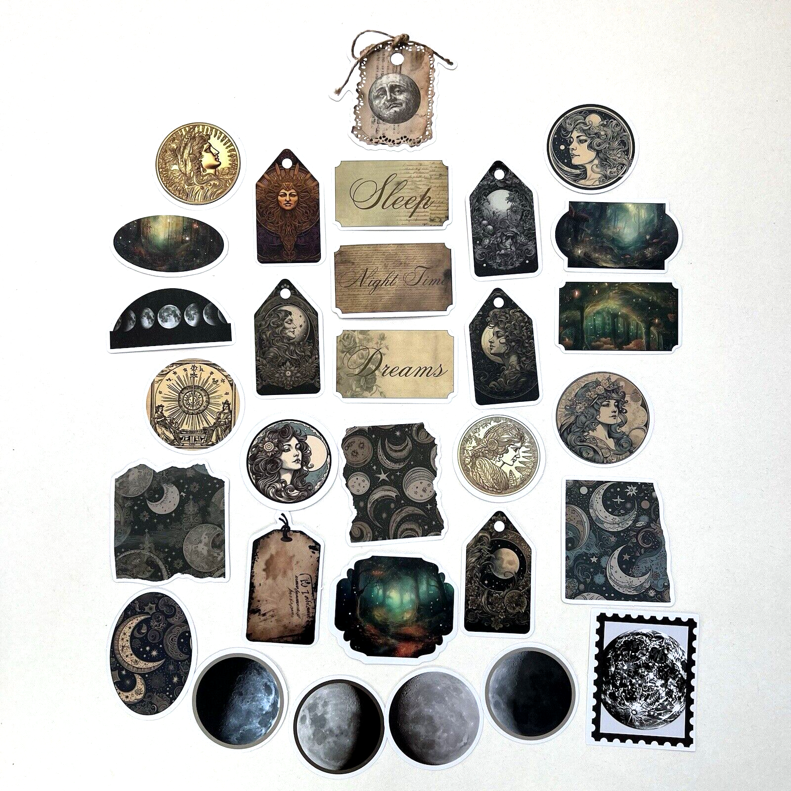 Celestial Moon Goddess Stickers Collage Junk Journal Scrapbooking Cardmaking