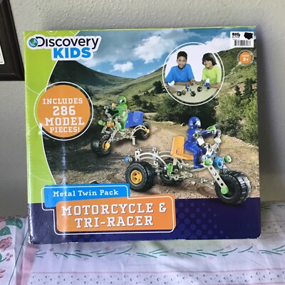 NIB Discovery Kids Metal Twin Pack Motorcycle & Trip Racer 286 pieces