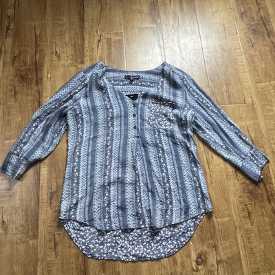 Fred David Floral Tunic Top Womens Size Medium M Blue Multicolor