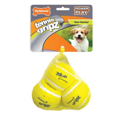 Power Play Tennis Gripz Fetch Toy, Squeaky Tennis Ball Chew Toy for Dogs, Sma...