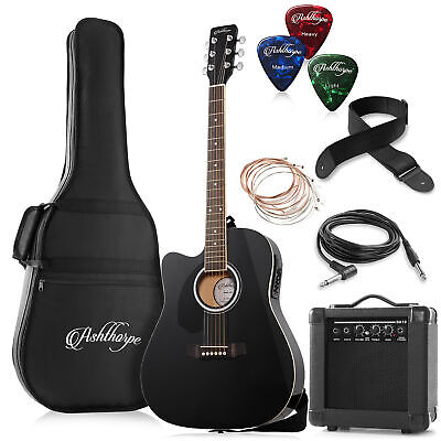Left-Handed Thinline Cutaway Acoustic Electric Guitar w/ Bag, EQ & 10 Watt Amp