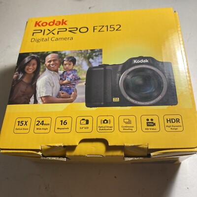 Kodak PIXPRO FZ152 16 MP Digital Camera Black - 15x Optical Zoom Open Box Wide