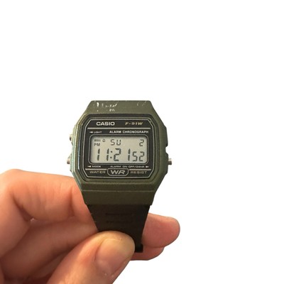 Casio F-91W Watch 593 Water Resistant Tested and Works Chronograph Alarm