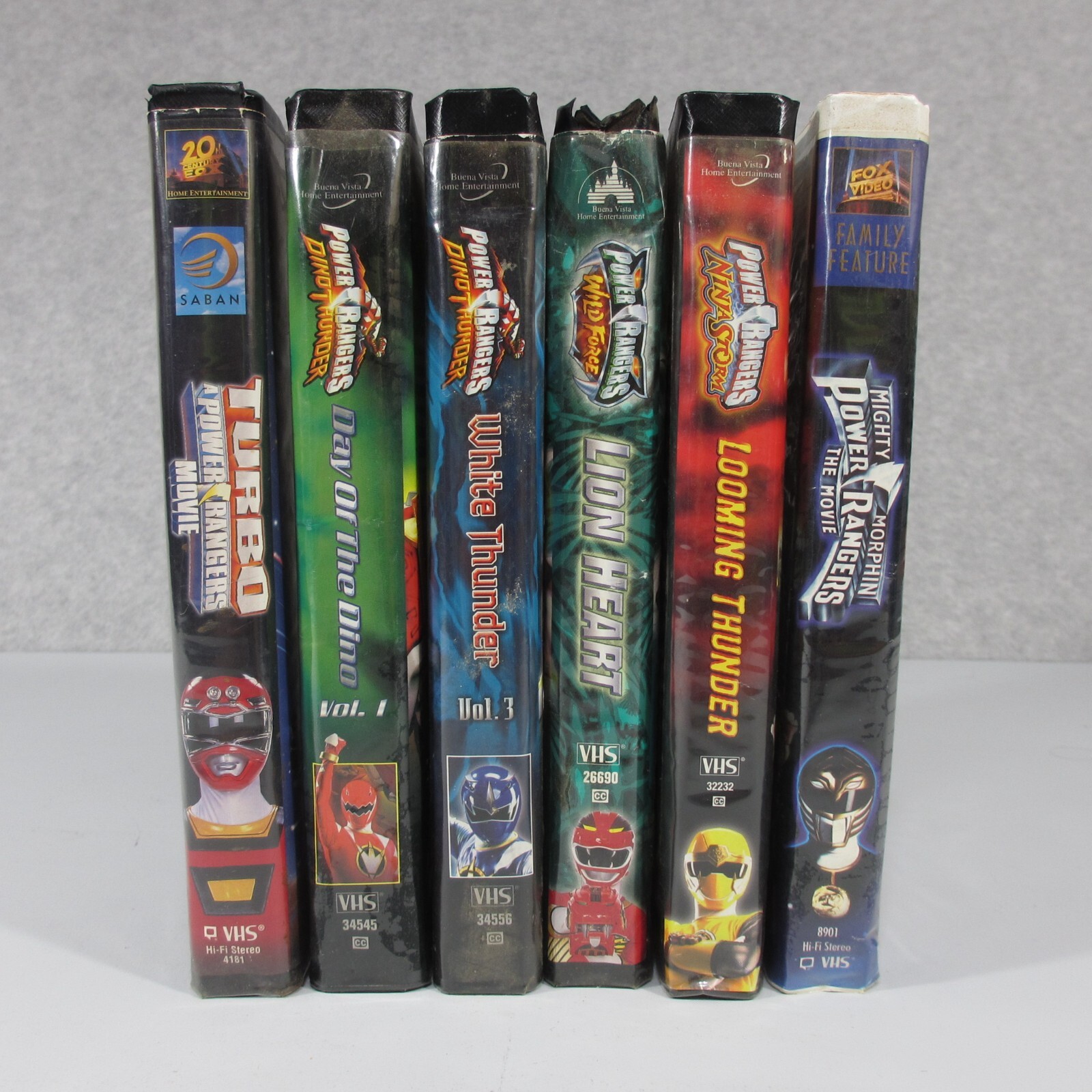 6 Power Rangers VHS MMPR Dinothunder Ninja Storm Wild Force