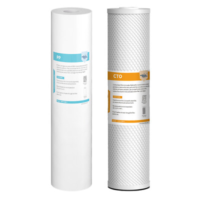 20''x4.5'' 5 Micron Big Blue Sediment CTO Carbon Block Water Filter Cartridges Set