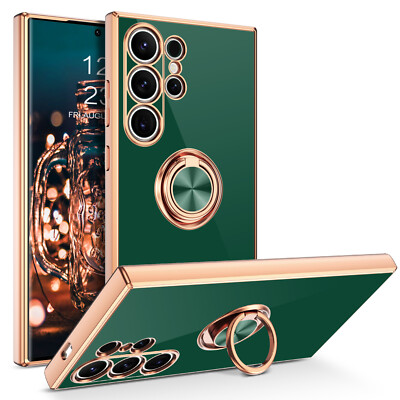For Samsung Galaxy S24 Ultra Shockproof Phone Case Cover W/ Rotating Ring Stand