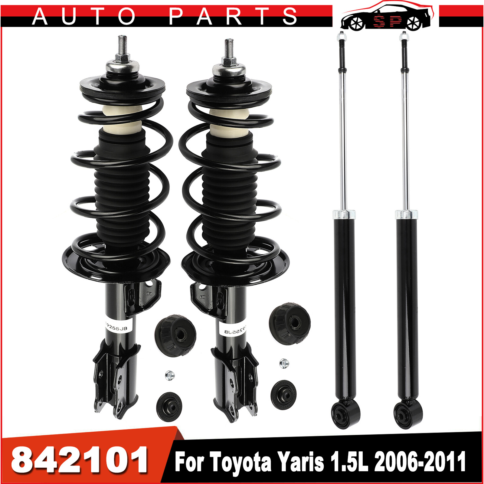 Ｔ.Ｋ.mou For 2006-11 Toyota Yaris Front & Rear Complete Shocks Struts