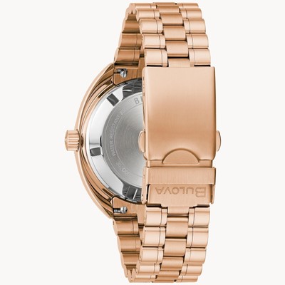 Pre-owned Bulova Oceanographer 97b215 Men's Automatic Watch 41mm Case Rose Tone Band