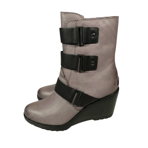 Sorel After Hours Wedge Moto Bootie Gray Womens Boots Waterproof Size 7